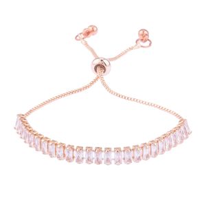 Joyería de boda india Forma de barra de moda CZ Cristal Piedra simulada Pulsera DE TENIS nupcial ajustable para mujeres Niñas, Oro - Product Image 1