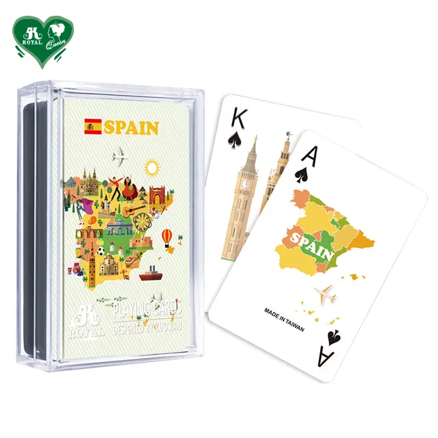 Kartu permainan kartu Poker peta peta negara kustom Spanyol