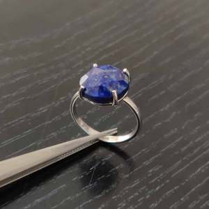 925 Sterling <b>Silver</b> Lapis Lazuli 12mm Round Gemstone Prong <b>Ring</b> 2.94 Gms Size US 7 for Girls and Women Blue Lapis Claw <b>Set</b> <b>Ring</b> - Product Image 5
