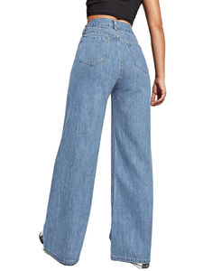 Jeans Rectos Transpirables para Mujer Talla Grande, Cinturón con Borlas, Cómodos, Multibolsillos, Mezclilla de Algodón, Largos, OEM, con Agujeros y Lazos - Product Image 3