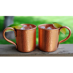 Taza de cobre puro Nuevo diseño Hammer Point Moscow Mule Taza de cobre con mango dorado 14oz Moscow Mule Mugs - Product Image 3