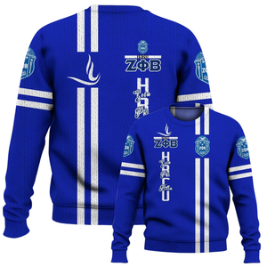 ZPhiB Sorority Suéter azul blanco 1920 Zeta Phi Beta Knit Vida griega Chenille Letters Divine Nine Premium Apparel - Product Image 6