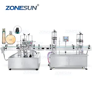 ZONESUN-Máquina de llenado y tapado de botellas, rociador de aluminio con bomba de perfume líquido al vacío completamente automática, línea de llenado y tapado
