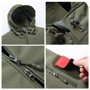 Chaqueta de exterior impermeable para hombre, chaqueta deportiva de color verde con forro polar cálido, capa interior, otoño - Product Image 3