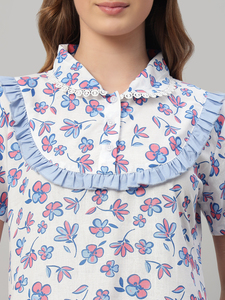 Camisón Elegante de Encaje y Algodón para Mujer, con Estampado Floral, Cuello Redondo, Transpirable, para Otoño, Primavera y Verano - Product Image 5