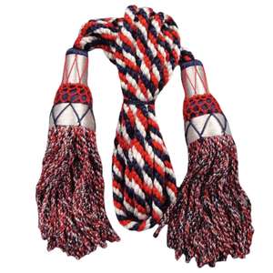 This is a set of red, white, and blue bagpipe drone <b>cords</b>, which are used to decorate and hold the drones in position - Product Image 3