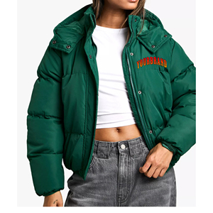 <b>Women</b> Winter <b>Crop</b> <b>Puffer</b> <b>Jacket</b> Thick Regular Coat Warm Outerwear Fashion Streetwear Trendy Padded Comfortable Knitted - Product Image 1