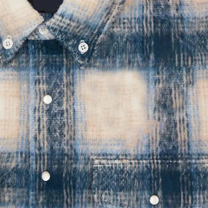 Custom Logo Embroidery Acid Washed Distressed Vintage Oversized Long Sleeve Button up <b>Plaid</b> Rhinestone Flannel <b>Shirts</b> - Product Image 4