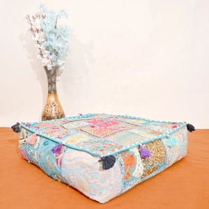 Cojines de suelo bohemios Funda de cojín decorativa Sari Patchwork Cojín - Product Image 5