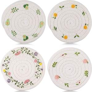 Posavasos ecológicos absorbentes Tejidos de yute clásico con soporte de macramé con borlas para bebidas regalo de inauguración de la casa - Product Image 6