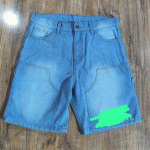 SENSEL SPORTS Short en jean pour homme, coupe droite, taille mi-haute, délavé foncé, décontracté, été, coton respirant, séchage rapide, ourlet retroussé, poches - Product Image 4