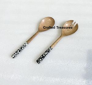 Couverts en bois à la mode poignée en Terrazzo ensemble de serveur de salade décoration de mariage couverts en Terrazzo vaisselle de table au meilleur prix - Product Image 1