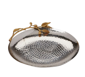 Plateau arrondi en aluminium à la mode chaud Textures Design plateau de service en métal plats pour la maison hôtel et restaurant - Product Image 2