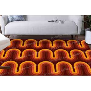 Brown Groovy Retro 70's <b>Rugs</b>, Minimal <b>Rug</b>, <b>Boho</b> <b>Rug</b>, Modern <b>Rugs</b>,Goblen <b>Rug</b> - Product Image 3