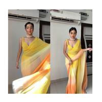 Sari en Georgette Lavable Tendance le Plus Vendu pour Femmes – Taille Personnalisée, Options de Vêtements Traditionnels Indiens pour Fêtes et Festivals