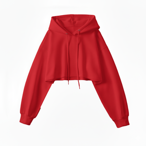 Women's Short Fleece Hoodie Cropped Streetwear Pullover Custom Logo Fashion Casual Hooded <b>Top</b> OEM Wholesale - Product Image 2