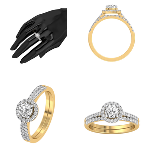 Women's 10K Yellow White Gold Wedding <b>Band</b> <b>Ring</b> 1.29 Cts VS Clarity EF Color Brilliant Cut Lab Grown Diamond IGI Certified - Product Image 2