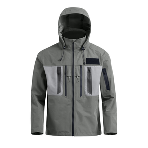 Veste de pêche pour homme, grande taille, respirante, séchage rapide, UPF 50, imperméable, polyester, fermeture éclair, gris uni, vêtements d'extérieur - Product Image 1
