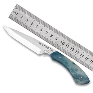 Tùy Chỉnh DD-D2-2545 Edc Săn Bắn Dao Handmade D2 Thép Màu Xanh Lạc Đà Xương Xử Lý Nổi Da Vỏ Bọc Ngoài Trời Nhuộm Handmade - Product Image 1