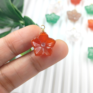 Wholesale Hand Carved Natural Carnelian Flower Pendant 925 Sterling Silver Gold Vermeil Wire <b>Wrapped</b> Gemstone Jewelry <b>Gift</b> - Product Image 3
