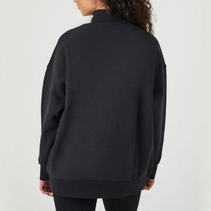 High Quality Custom Logo Cotton Plain Mock Neck Loose Fit <b>Sweatshirts</b> for Women Cheap Price Solid Color <b>Fleece</b> Women - Product Image 2