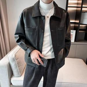 New Stylish <b>Leather</b> Jacket for Men Customized Breathable Oversize Best Selling <b>Leather</b> Jacket for Men Outdoor <b>Outfit</b> - Product Image 3
