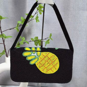 Sac à main de soirée en coton tissé orné de cristaux de diamant, couleurs mélangées, perles personnalisées, mode de fête, classique décontracté - Product Image 1