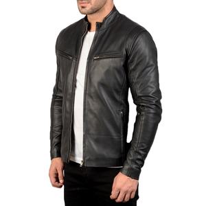 Veste en cuir enduit imperméable et coupe-vent, chaude pour l'hiver, couleur personnalisable, haute qualité, coupe ajustée, nouveau style, fermeture éclair, col montant - Product Image 3