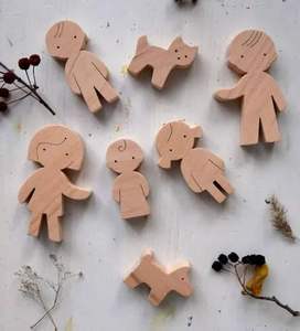 Jeu de blocs et de puzzles en bois artisanal pour enfants, bois multicolores - Product Image 3