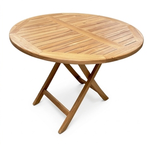 Outdoor Teak Wood Round <b>Bistro</b> Set X Leg <b>Table</b> Armchairs Solid Wooden Patio Garden Dining Furniture Setup Art Design Decor - Product Image 1