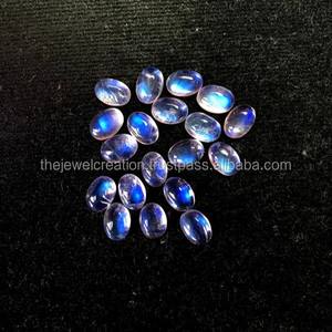 หินมูนสโตนสีรุ้งธรรมชาติขนาด4มม. 6มม. ทรงวงรีแบนหินอัญมณีทรงหลวมทรงรีสำหรับทำเครื่องประดับอัญมณีแท้ AAA - Product Image 1