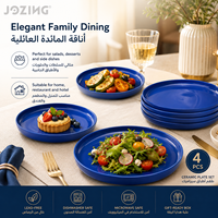 Ensemble d'assiettes de luxe en céramique émaillée bleu roi - Vaisselle ronde en porcelaine écologique pour hôtels et restaurants - En stock