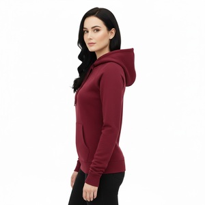 Sudadera con Capucha Premium Color Borgoña para Mujer, Estilo Urbano, de Alta Calidad, en Algodón y Felpa, Talla Grande, Tendencia 2026 - Product Image 3