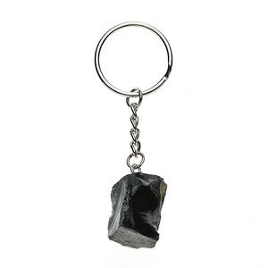 LLavero de cristal de alta calidad, piedra de obsidiana negra cruda, llavero curativo de piedra Natural china, regalo para llave de mujer, venta al por mayor - Product Image 1
