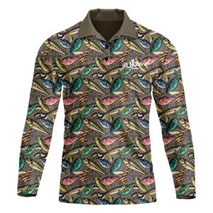 Venta al por mayor personalizable de manga completa de poliéster transpirable Polo impresión por sublimación ropa de pesca - Product Image 4