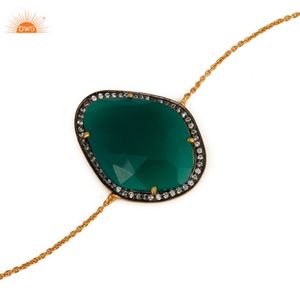 Bracelet pierre précieuse verte en Zircon, modèle indien, plaqué or, argent 925, vente en gros, bijoux, Onyx vert, vente en gros - Product Image 4