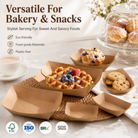 Vouwbare kraft papieren bootvormige schaal met aangepast logo voor nacho-snackservice