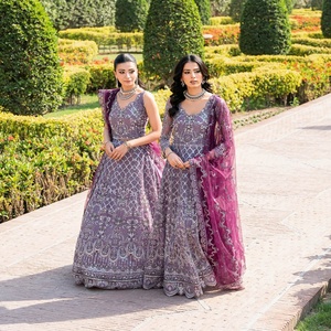 Ramsha 2nd Edition Costumes de mariage brodés lourds 3 pièces pour femmes Style indien et pakistanais mousseline de soie pour tenue de fête - Product Image 3