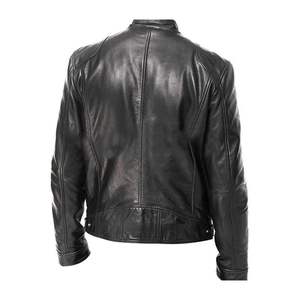 Venta al por mayor chaquetas de cuero con logotipo personalizado para hombres y mujeres prendas de vestir exteriores de moda precio razonable chaqueta de moto de cuero genuino para hombres - Product Image 4