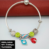 Bracelet jonc en argent sterling 925 plaqué rhodium fait main avec breloque suspendue, zircon cubique, tendance moderne, cadeau de fête