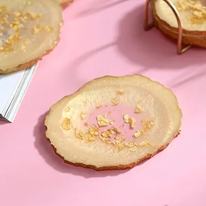 Sous-verre en résine de haute qualité sous-verre fait main avec support en métal pour bureau maison et bureau utiliser des sous-verres de forme irrégulière en pierre - Product Image 3