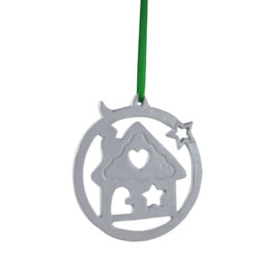 Décorations de Noël Maison avec étoile en forme de cœur, design moderne, en métal, à suspendre, finition aluminium, décoration murale - Product Image 1