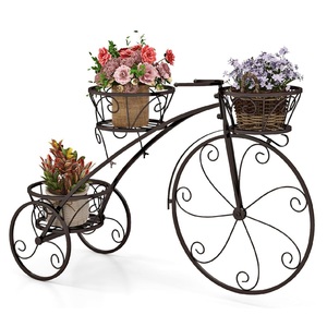 Jardinière décorative en métal en forme de vélo, couleur noire, idéale comme centre de table, élégant pot de fleurs pour la décoration de la maison et du jardin. - Product Image 1
