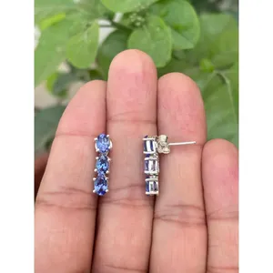 925 <b>Silver</b> <b>Stud</b> Earrings Natural Tanzanite Trendy Romatic Gold for Wedding Engagement Anniversary Amethyst Quartz Diamond Pearl - Product Image 3