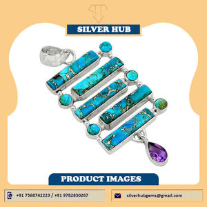 ล่าสุด925เงินสเตอร์ลิงทองแดงเทอร์ควอยซ์อเมทิสต์เครื่องประดับจี้ทำด้วยมือ - Product Image 2