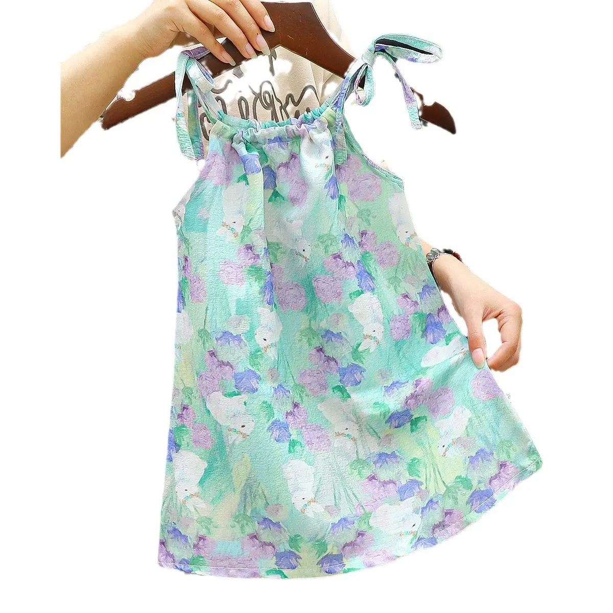 Sleeveless Halter Toddler Holiday Beach Dress Cotton Linen Floral Loose Girls Boho Dress