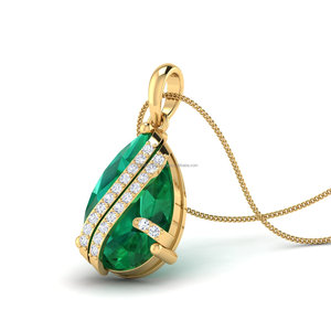 สร้อยคอจี้หยดน้ำสีขาวทอง14K พร้อมจี้เพชรสำหรับของขวัญงานครบรอบหรืองานหมั้น - Product Image 2