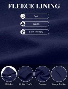 Sweat à capuche uni surdimensionné pour hommes 100 pour cent coton épais polaire pull Streetwear Style Logo personnalisé décontracté hiver sweat-shirt - Product Image 6