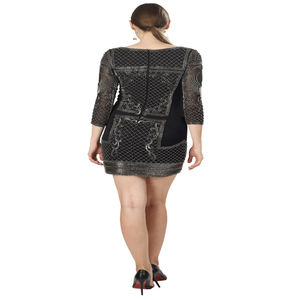 Robe de soirée courte haut de gamme pour femmes |   Robe de créateur entièrement brodée et ornée de perles noires pour les mariages et les événements sur le tapis rouge - Product Image 2