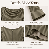 Robe longue en satin vert foncé pour femme, avec col superposé, en mélange de soie, idéale pour les soirées décontractées - Personnalisation usine